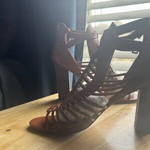Nine West Brown Strappy Heels